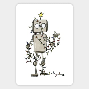 CuteBots wrapped in Christmas Lights Magnet